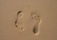 沙滩上的脚印高清图片