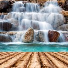 木板树林景色图片