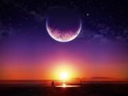 星空中的月亮和宇宙中的月球图片