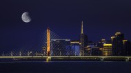 城市大桥夜景图片