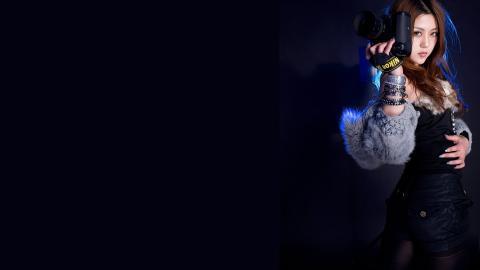 相机少女摄影图片