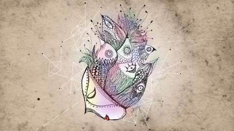 手绘人脸面具图片