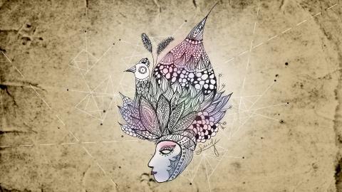 手绘人脸面具图片