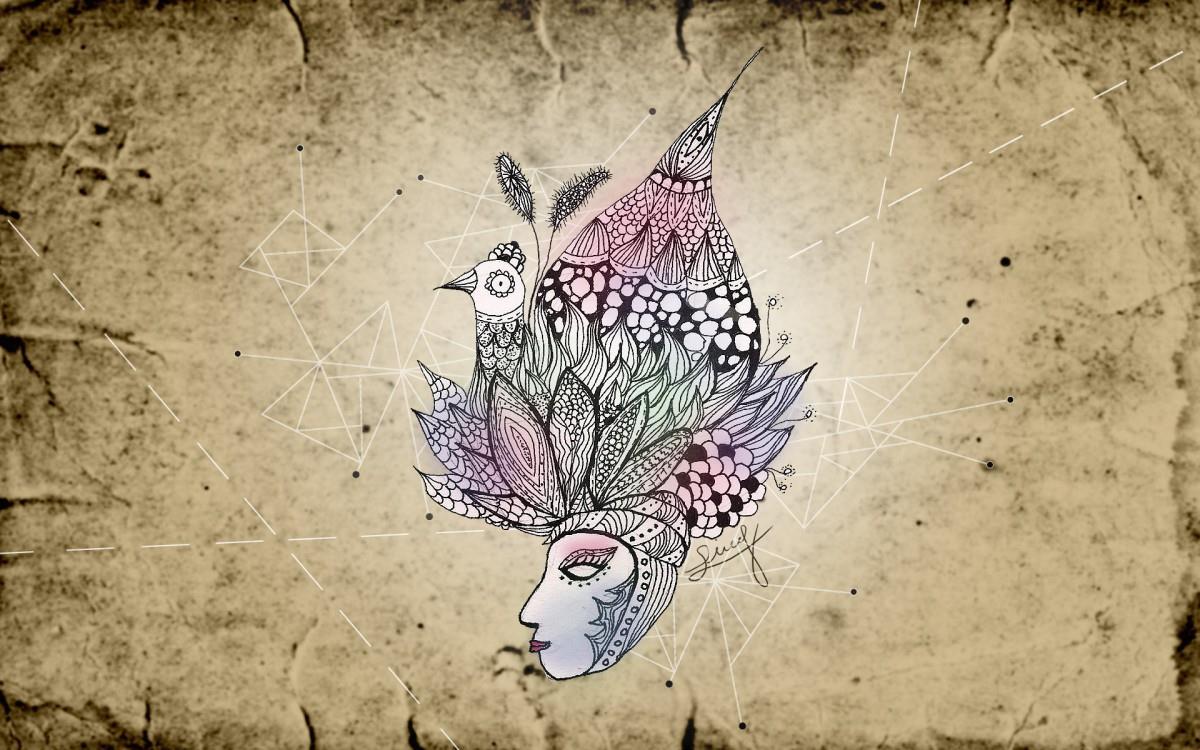 手绘人脸面具图片