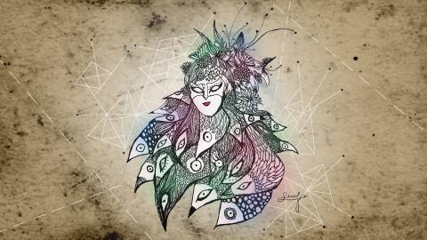 手绘人脸面具图片