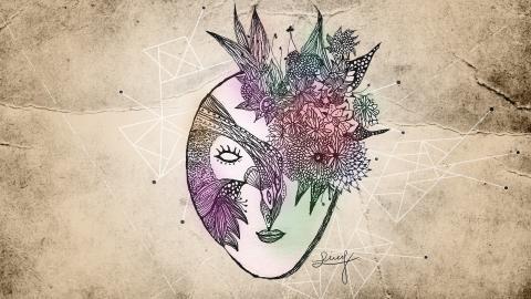 手绘人脸面具图片