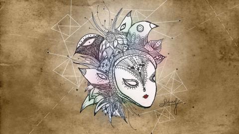 手绘人脸面具图片