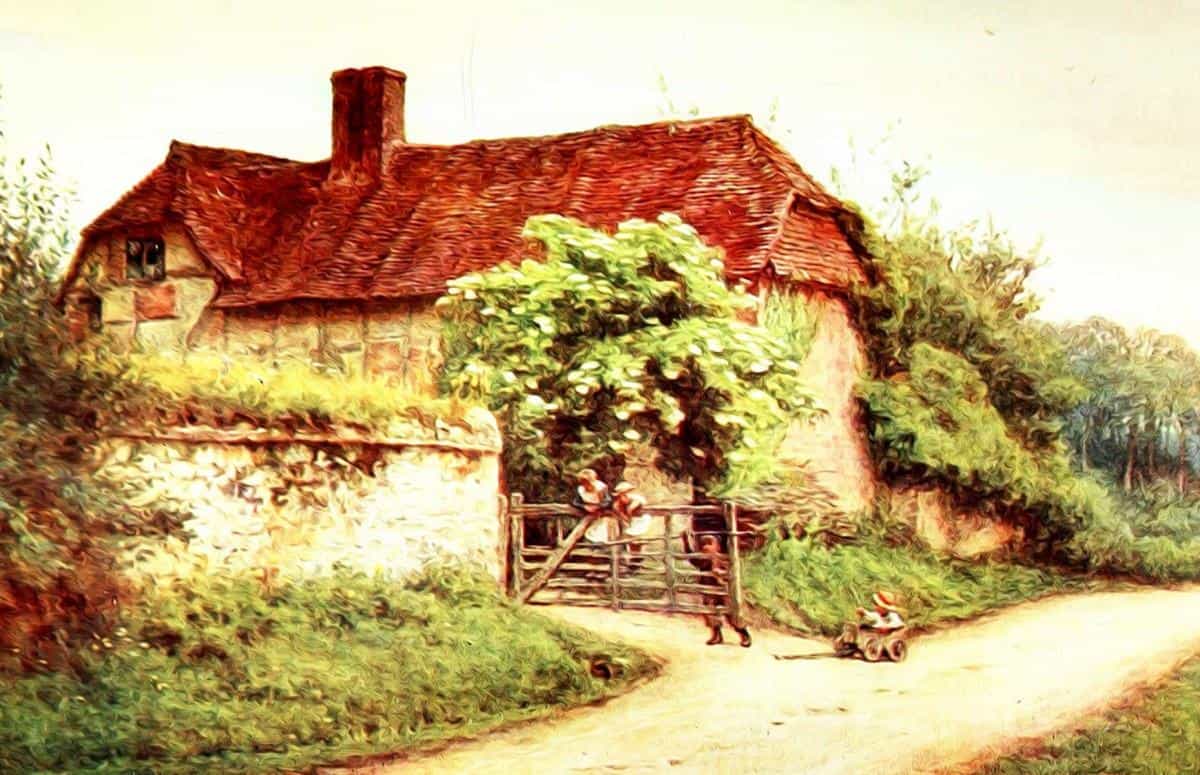 乡村风景水彩画图片