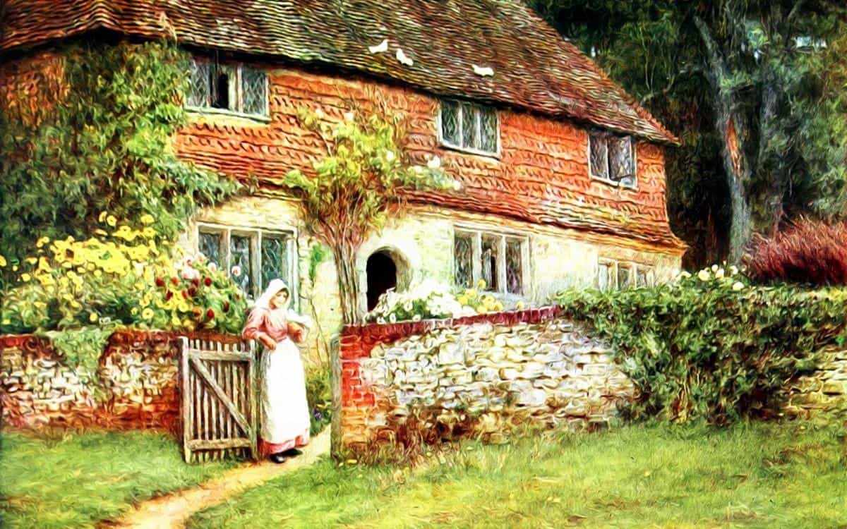 乡村风景水彩画图片