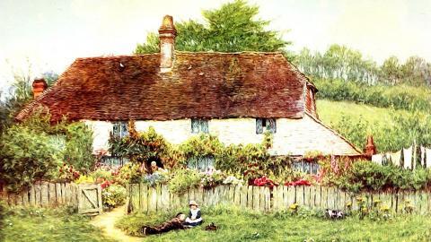 乡村风景水彩画图片