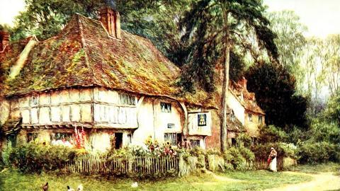 乡村风景水彩画图片