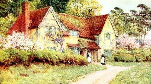 乡村风景水彩画图片