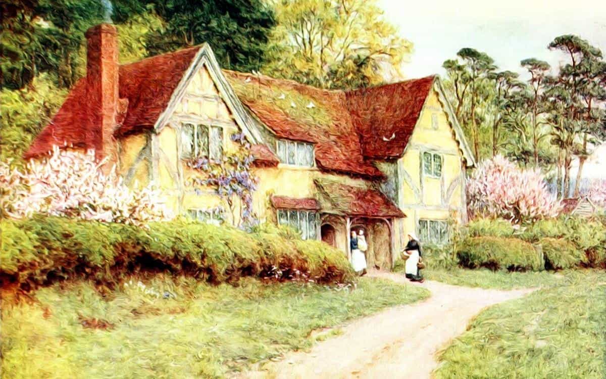 乡村风景水彩画图片