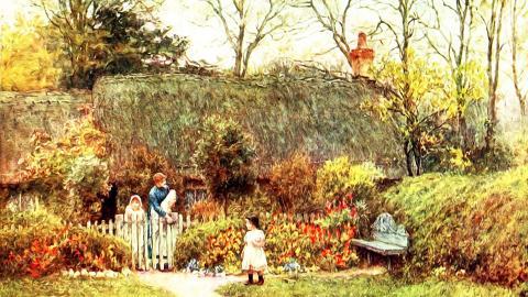 乡村风景水彩画图片