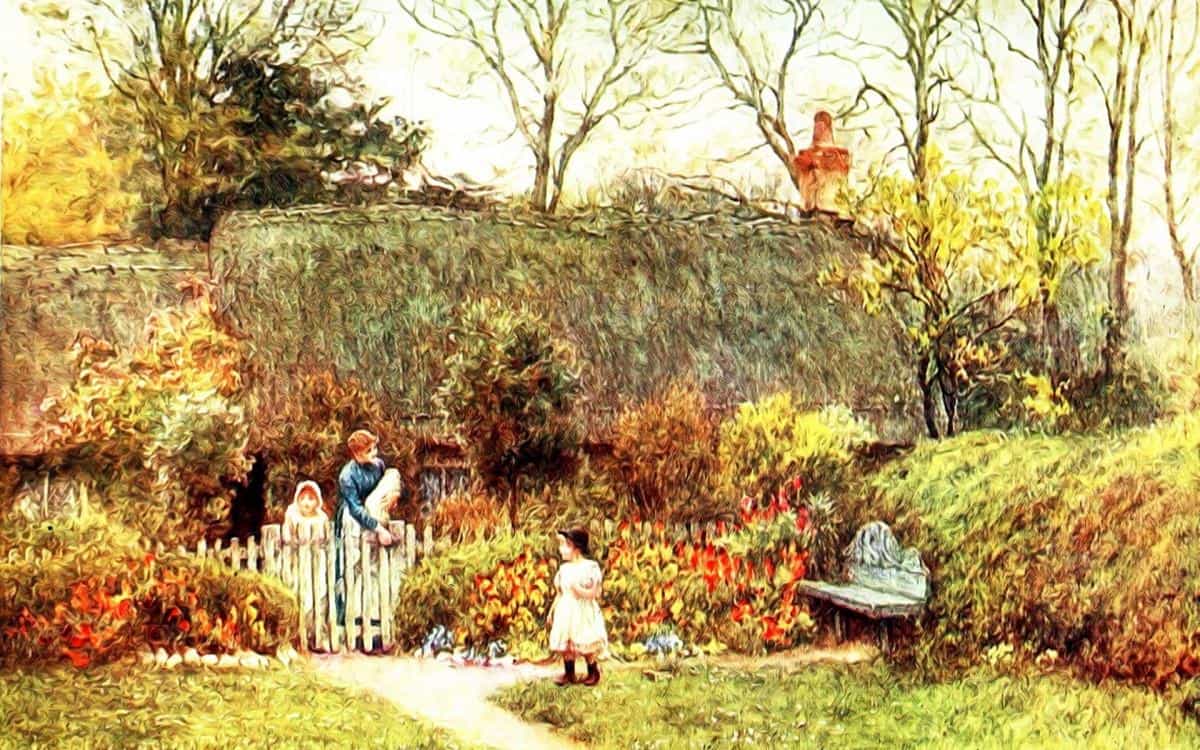 乡村风景水彩画图片