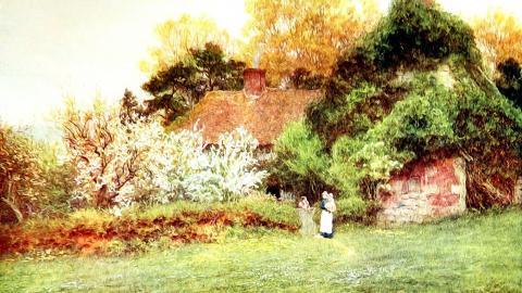 乡村风景水彩画图片