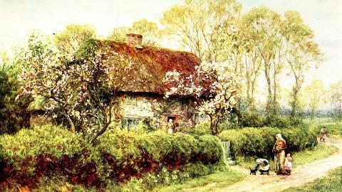 乡村风景水彩画图片