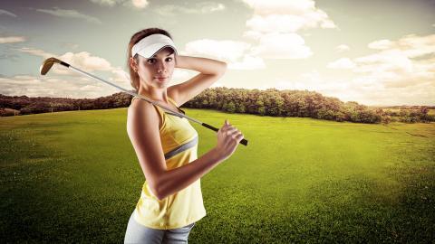 草地美女高尔夫球运动图片