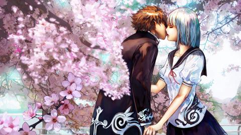 动漫情侣亲吻图片