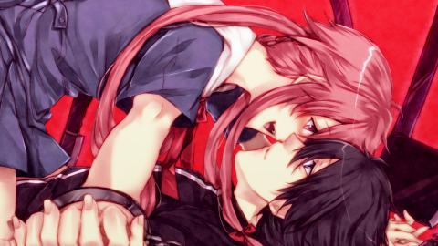 动漫情侣亲吻图片