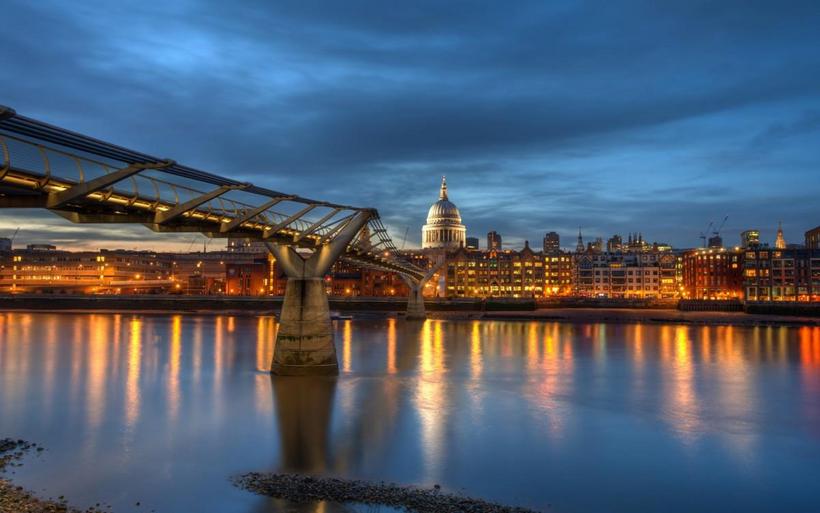 伦敦千禧桥夜景图片