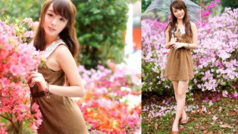 花海中的妩媚清纯女孩黄诗思图片