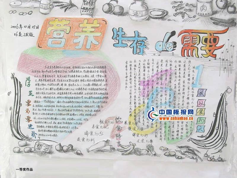 营养手抄报：生存的需要 14张健康手抄报