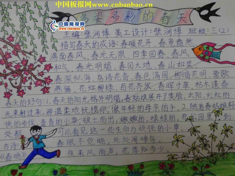 多姿多彩的春天手抄报 15张春天手抄报