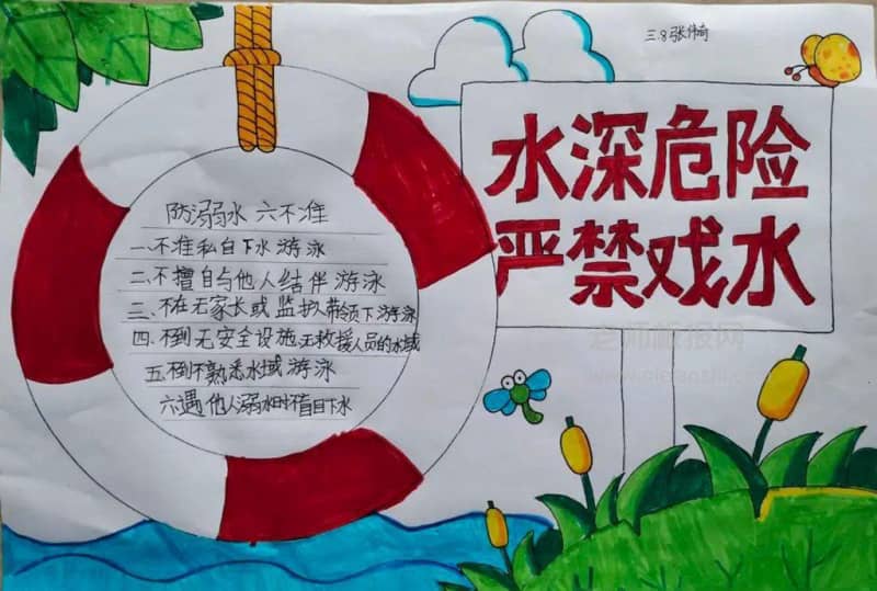 《小学生夏日防溺水安全》主题手抄报图片 防溺水安全知识 11张防溺水手抄报
