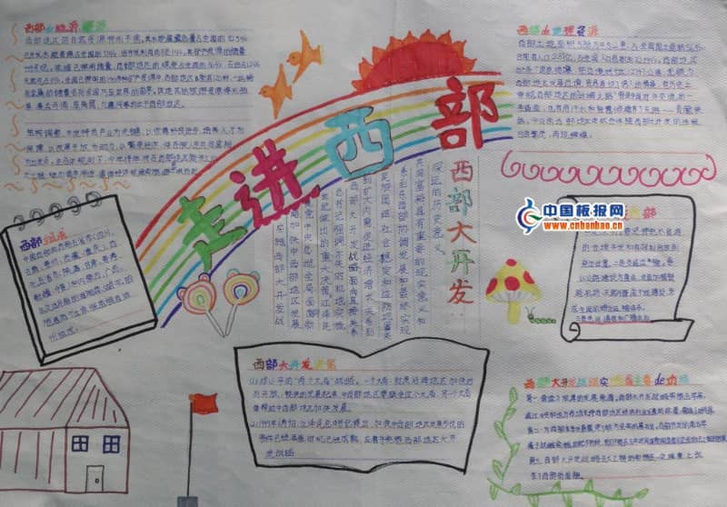 手抄报竖排版范例：走进西部 12张走近西部手抄报