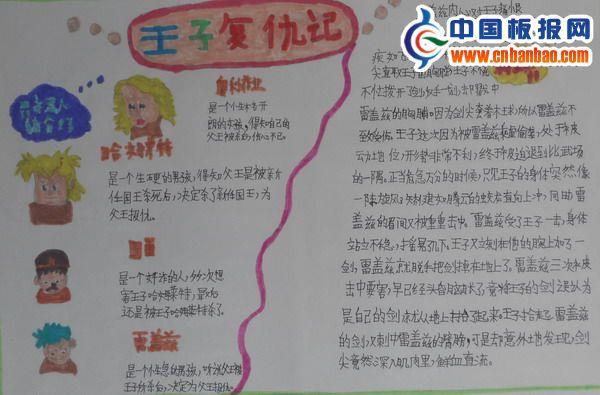 王子复仇记手抄报版面设计图 12张经典名著手抄报