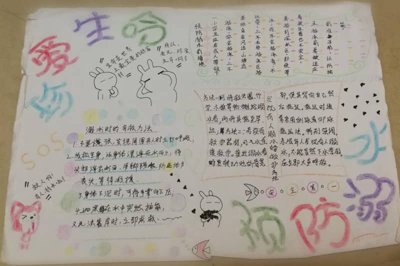 珍爱生命 预防溺水手抄报 14张防溺水手抄报