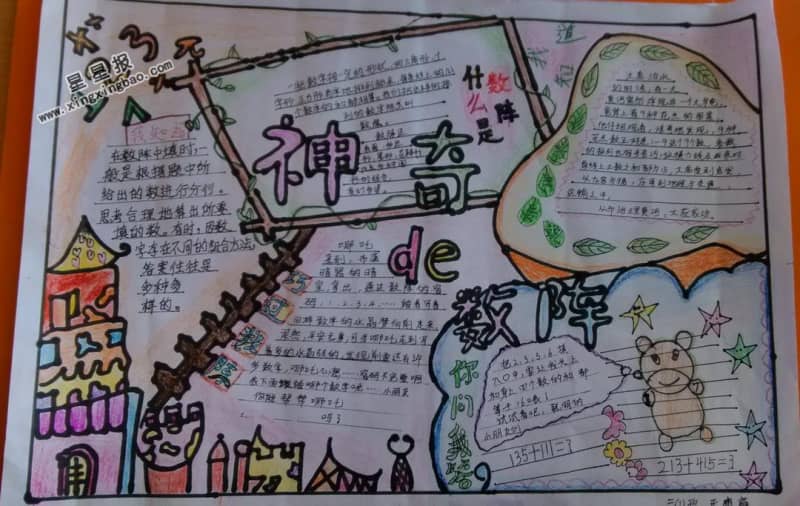 神奇的数阵手抄报版面设计图 15张数学手抄报