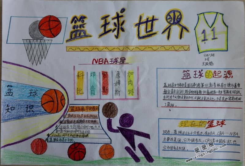 篮球世界手抄报图片 16张体育手抄报