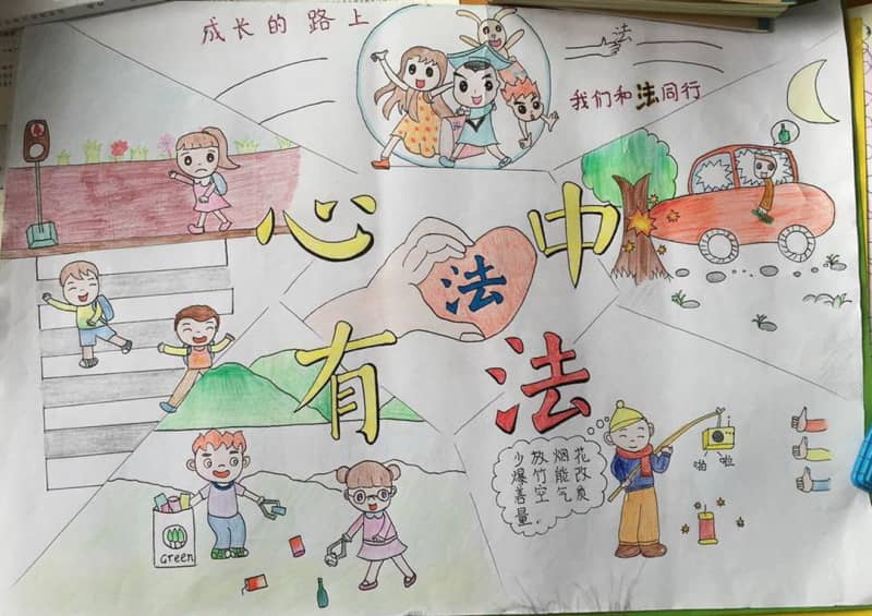 小学二年级心中有法手抄报 10张法制手抄报