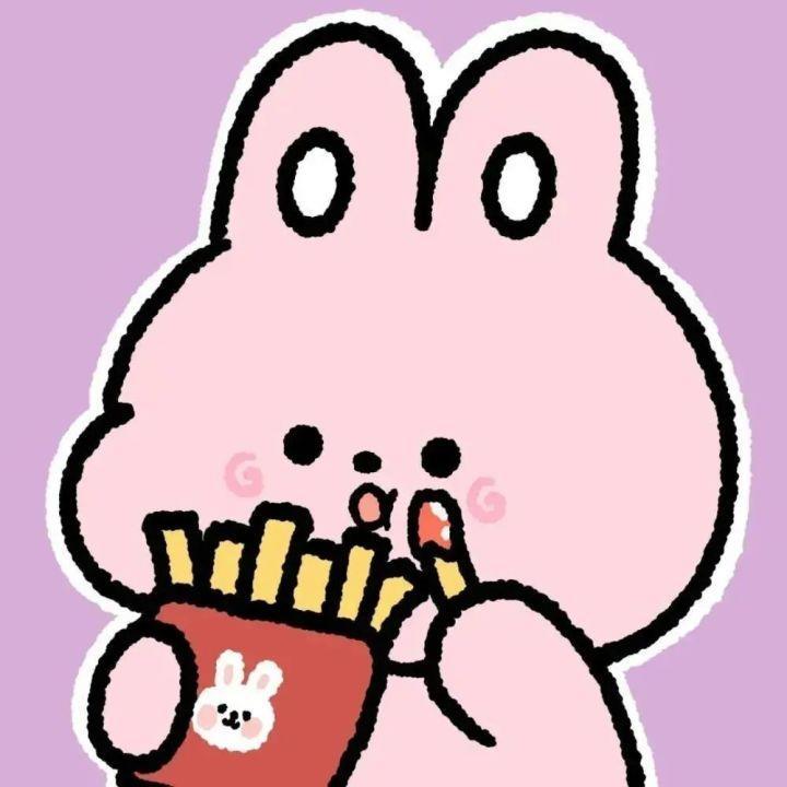 吃薯条的小兔 卡通情侣头像一人一张