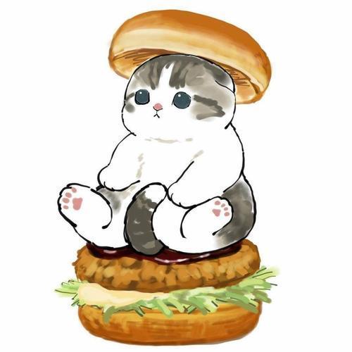 超火的猫咪汉堡可爱微信头像