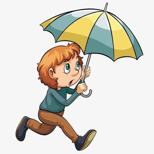 打伞的卡通男孩