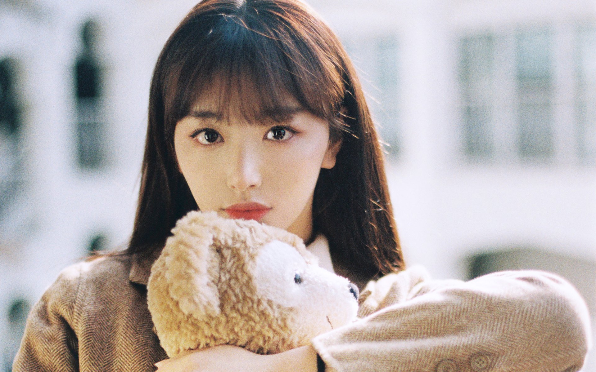 韩系文艺风清纯可爱女大学生桌面高清壁纸图片 