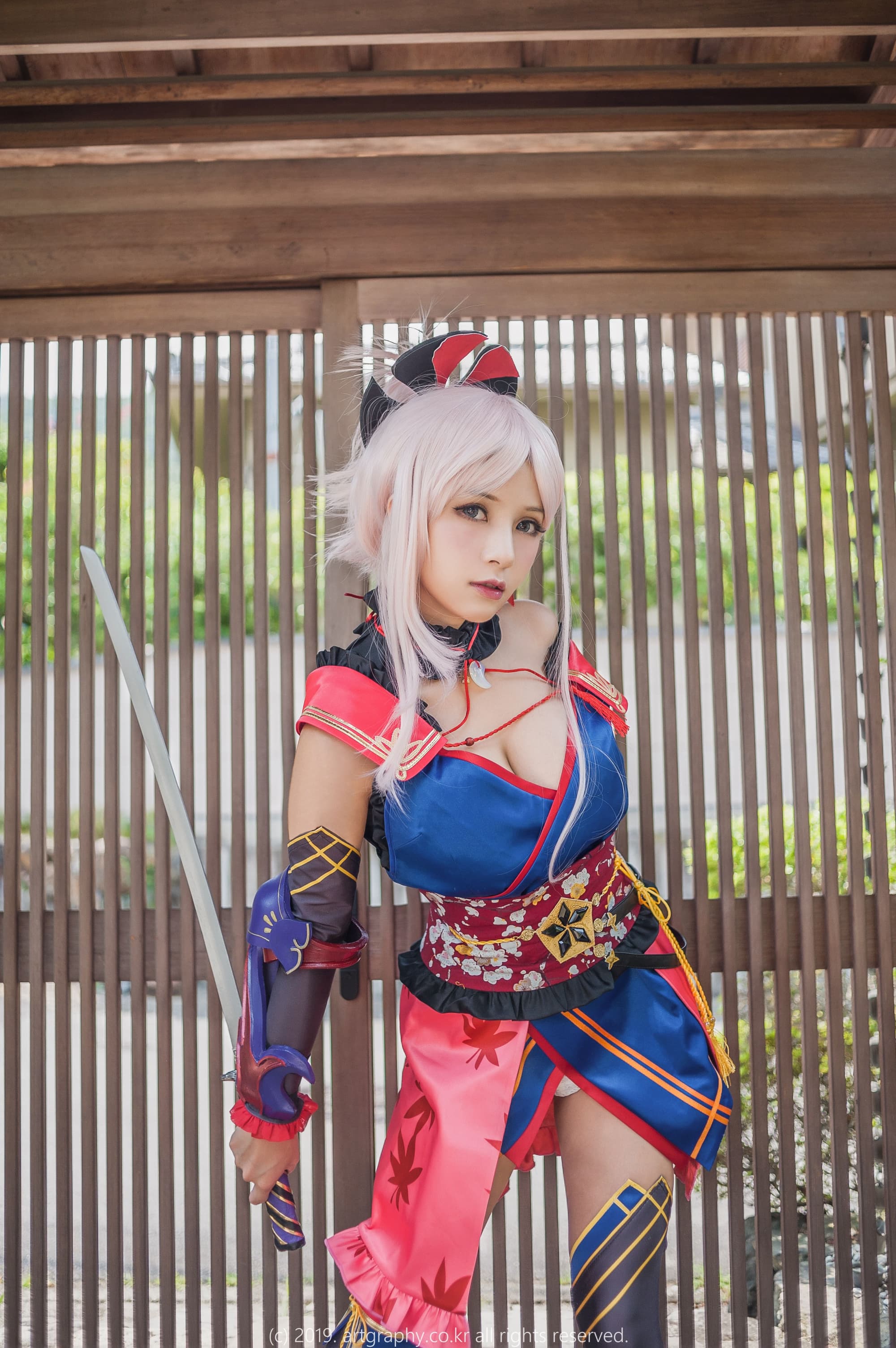 人气美少女夏美酱cosplay宮本武蔵内衣美臀高清写真