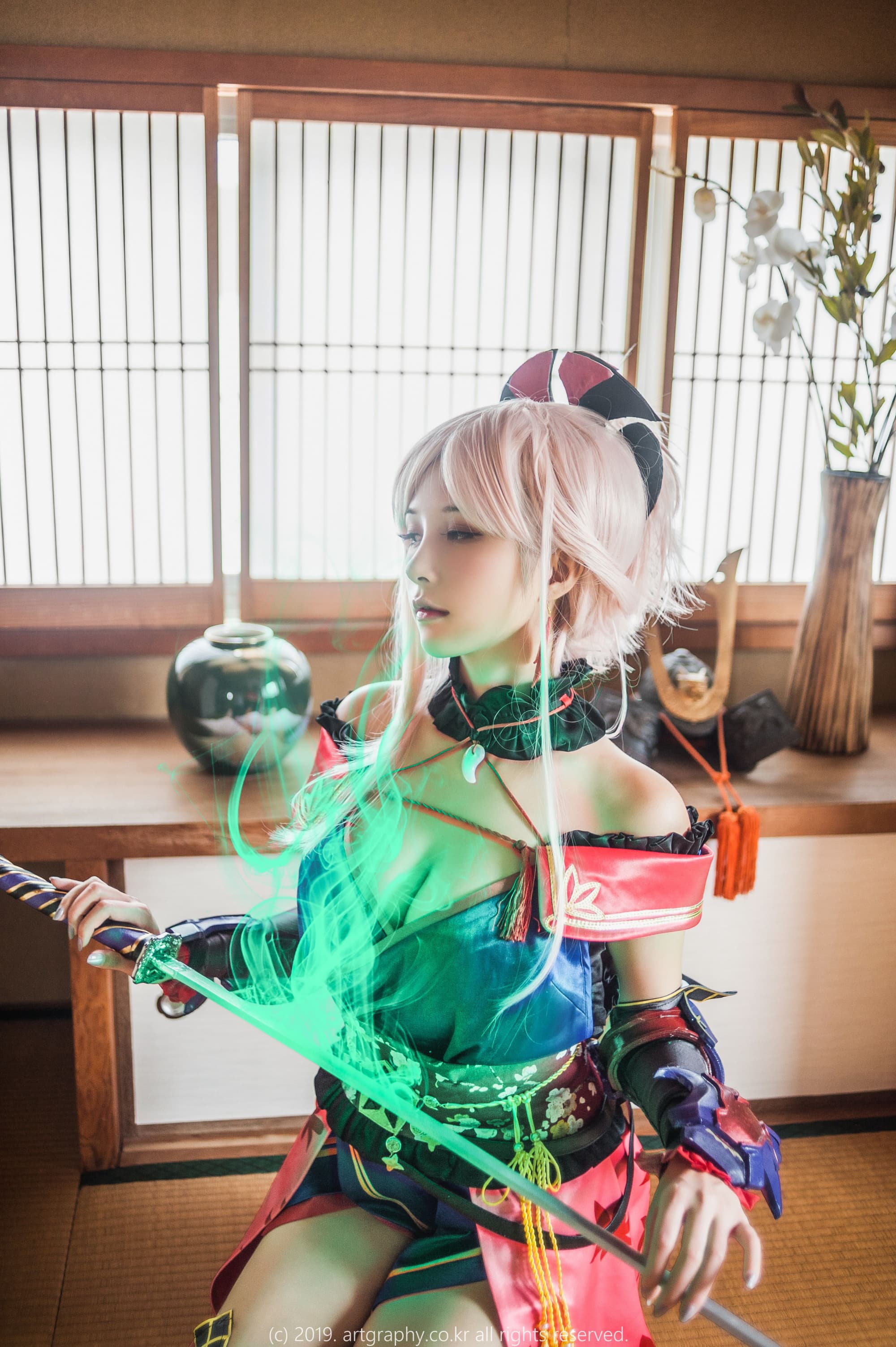 人气美少女夏美酱cosplay宮本武蔵内衣美臀高清写真