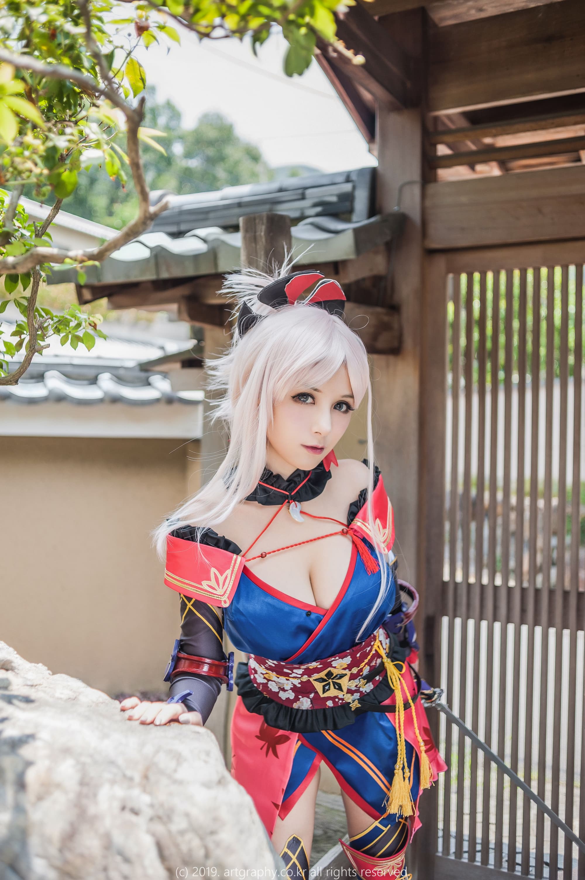 人气美少女夏美酱cosplay宮本武蔵内衣美臀高清写真