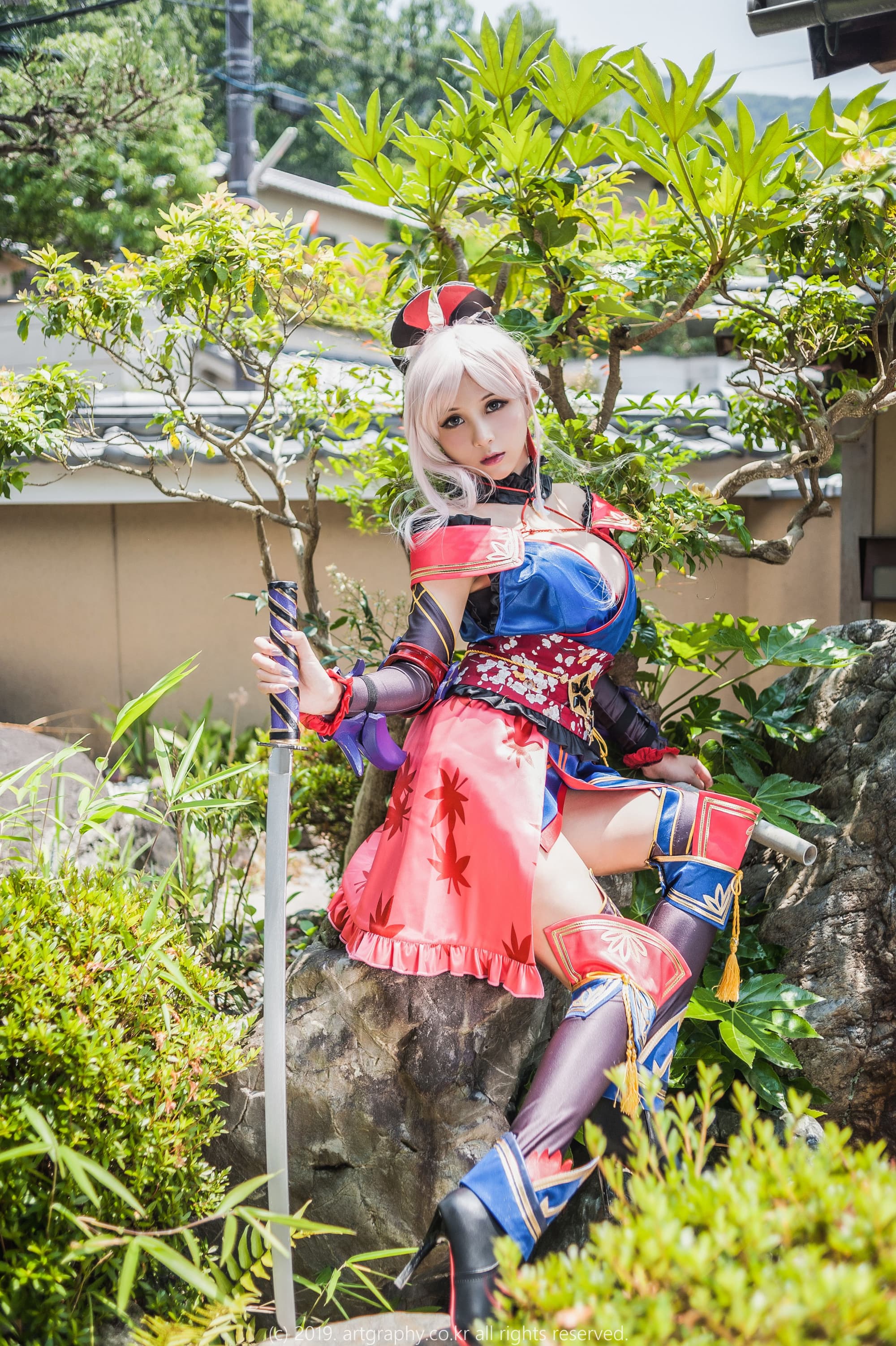 人气美少女夏美酱cosplay宮本武蔵内衣美臀高清写真