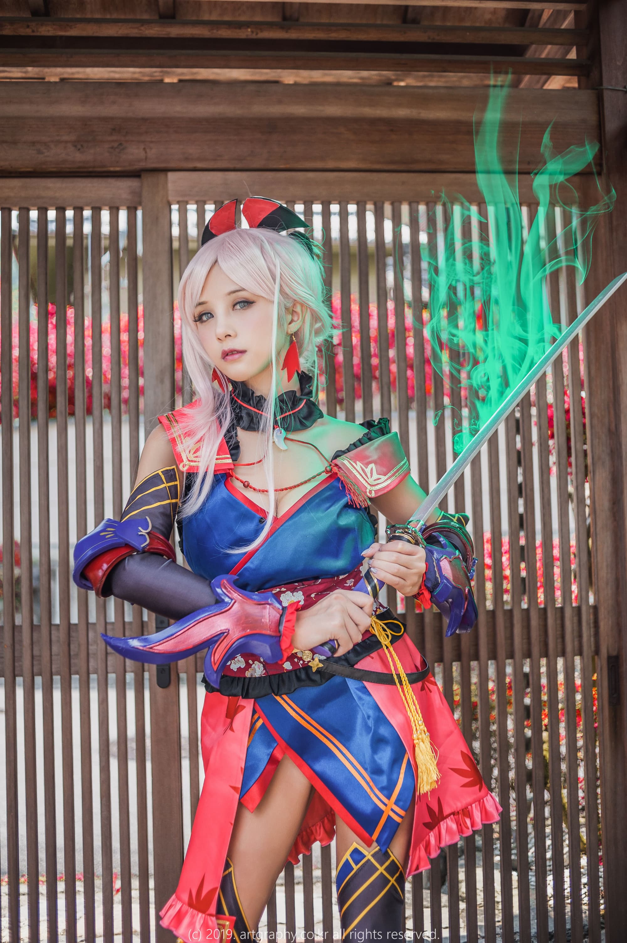 人气美少女夏美酱cosplay宮本武蔵内衣美臀高清写真