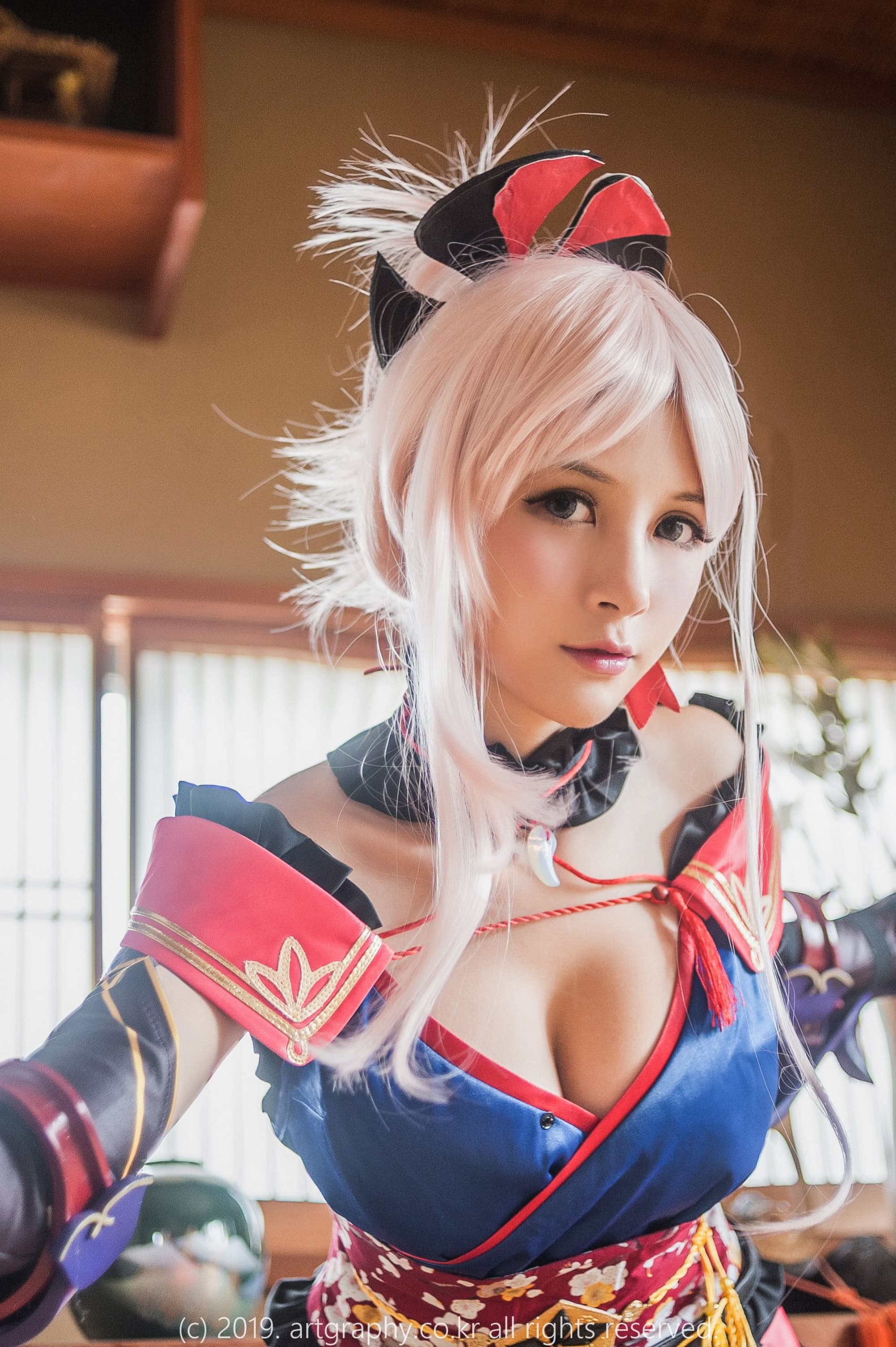 人气美少女夏美酱cosplay宮本武蔵内衣美臀高清写真