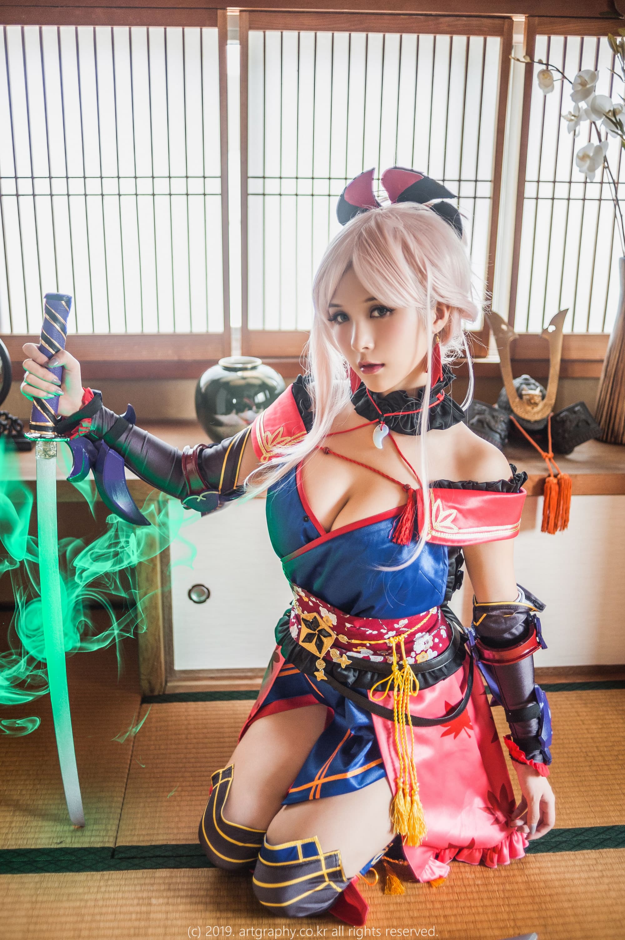 人气美少女夏美酱cosplay宮本武蔵内衣美臀高清写真