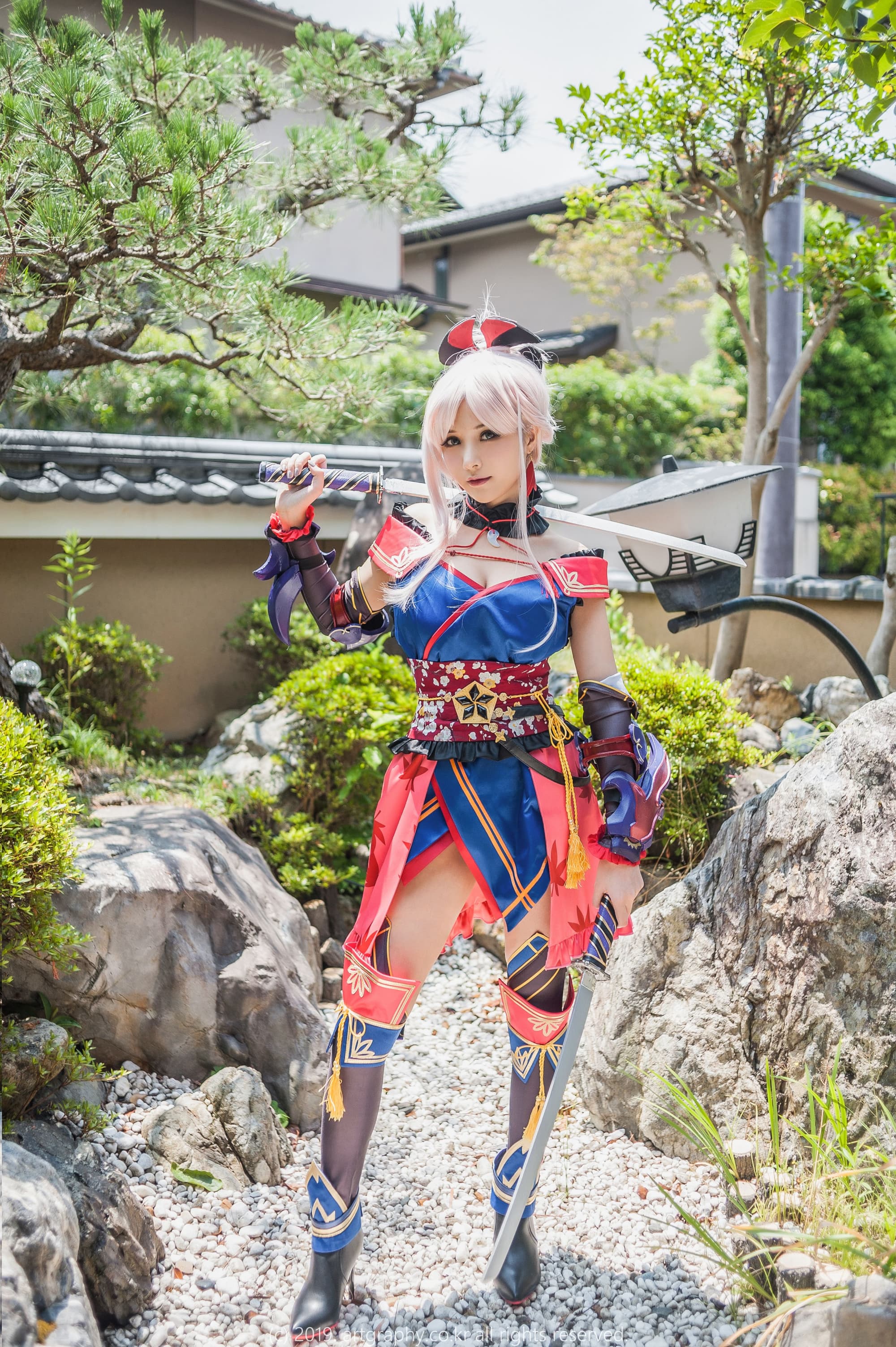 人气美少女夏美酱cosplay宮本武蔵内衣美臀高清写真