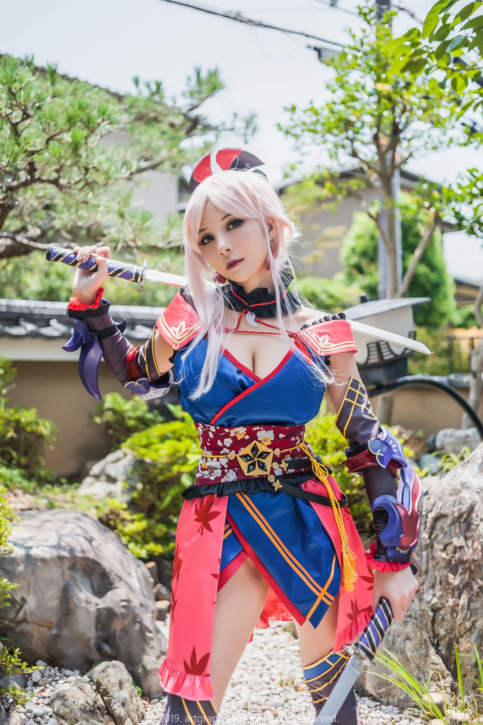 人气美少女夏美酱cosplay宮本武蔵内衣美臀高清写真