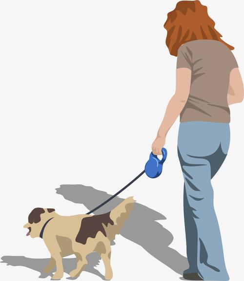 一个女孩跟一只狗背影图动漫