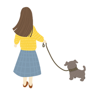 一个女孩跟一只狗背影图动漫